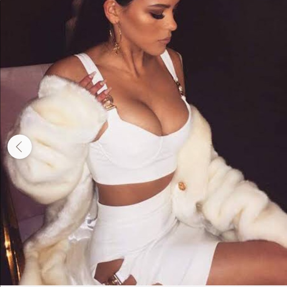 Meshki white skirt crop set